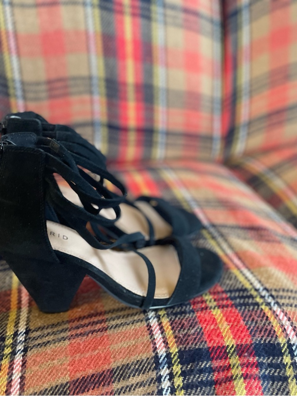 Torrid Black Suede Strappy Ankle Strap Heels Shoes Wide 8 NWOT - Picture 6 of 6